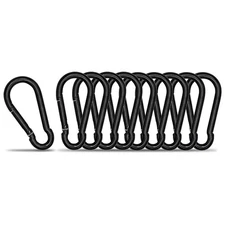 10 Pack Black Carabiner Clip, 1.57 inch Heavy Duty Spring Snap Hook, Small Carib