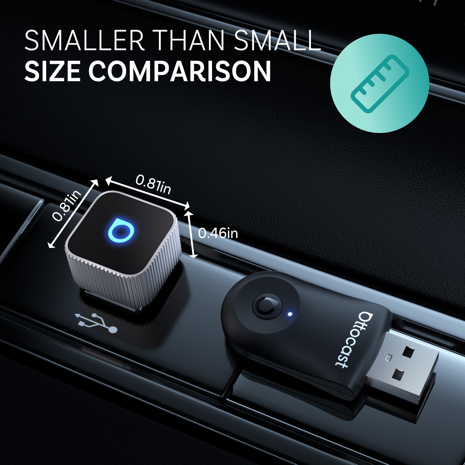 2in1 Ottocast Ultra Mini Slim Wireless CarPlay+Android Auto Adapter OTA USB Plug