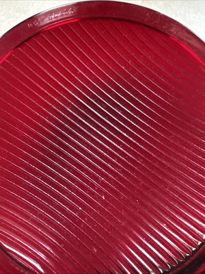 KOPP 7.5 In roundel Red kopp Glass Vintage Theatre Light Cover striped 