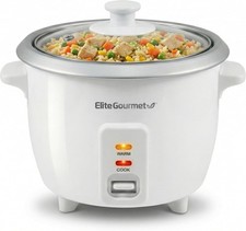 Elite Gourmet ERC-003X Rice Cooker Keep Warm White 6 Cups Cooked