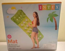 Intex 18 Pocket Floating Mat 74in x 28in -  Lime Green - New in Box 