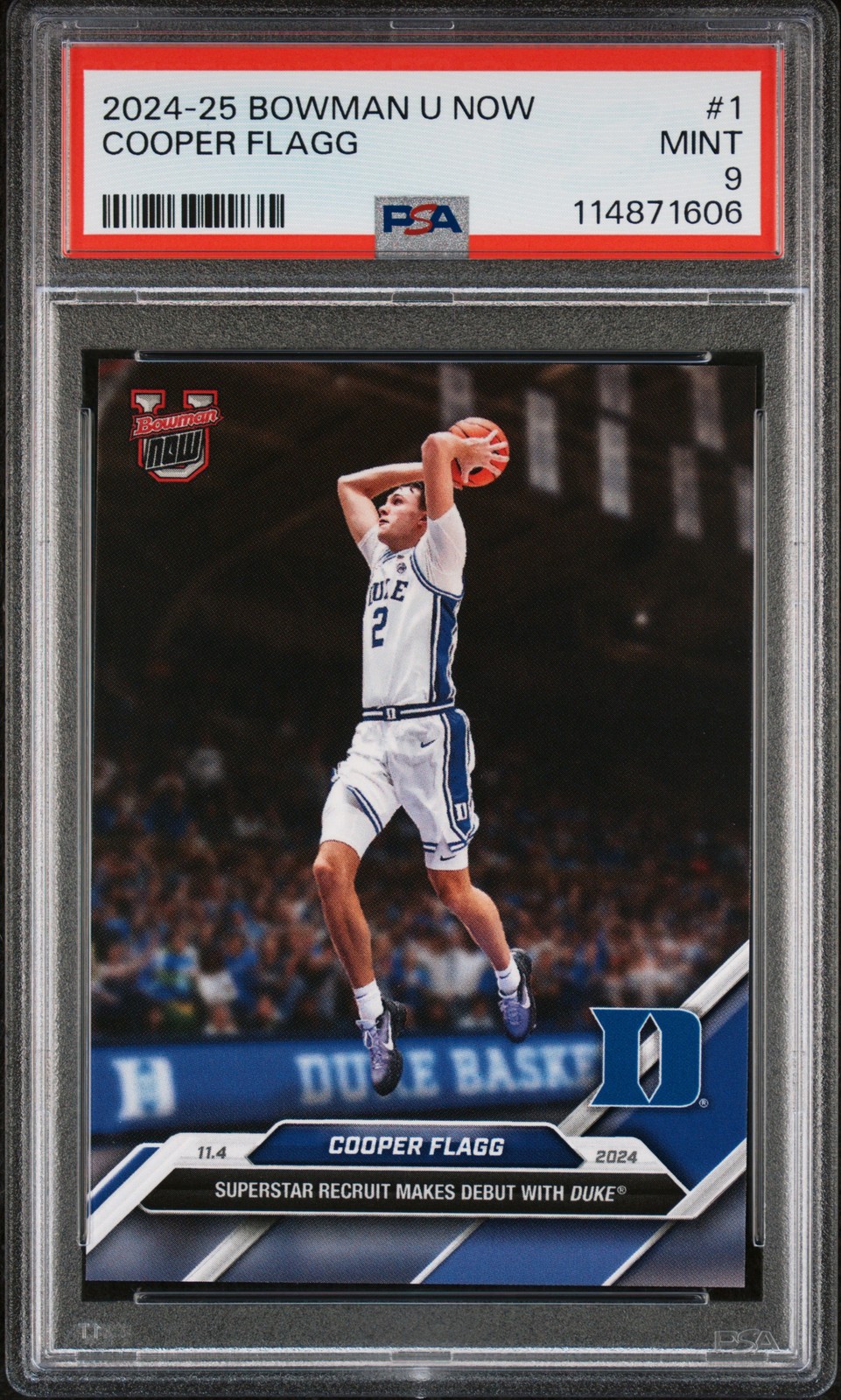 2024 BOWMAN U NOW #1 COOPER FLAGG PSA 9