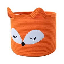 VK VK LIVING Fox Toy Basket Cotton Rope Animal Baskets Orange Laund... Fast