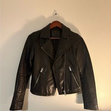 ALLSAINTS Dalby Black Leather Biker Jacket Si...