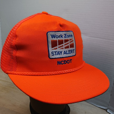 #ad Vintage NCDOT Work Zone Stay Alert Mesh Rope Snapback Trucker Hat Cap $14.25