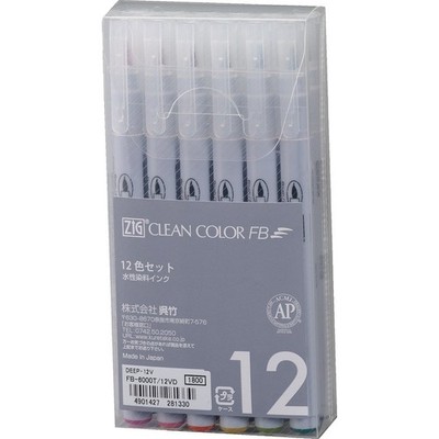 Kuretake Water-based Pen ZIG Clean Color FB Deep 12color FB-6000T/12VD