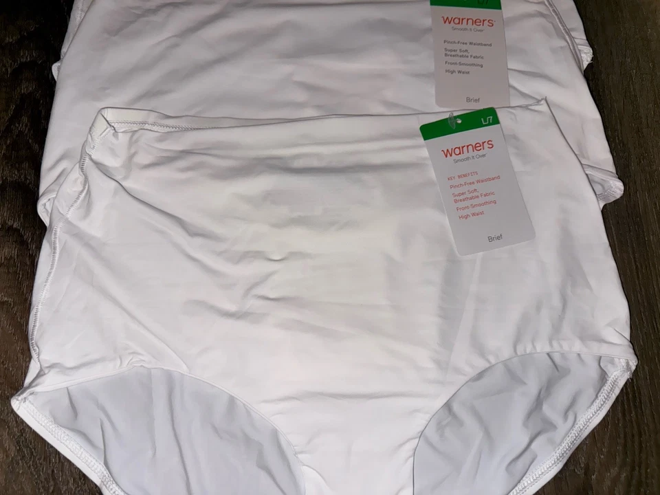Warners ~ Womens Brief Underwear Panties Nylon Smooth Over High Waist 4-Pair ~ L - Image 3 of 4