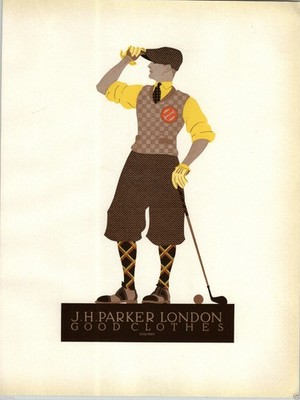 1923 Cosl Frey Golf Clothes Golfer Knickers Lithograph Mini Poster Art Parker