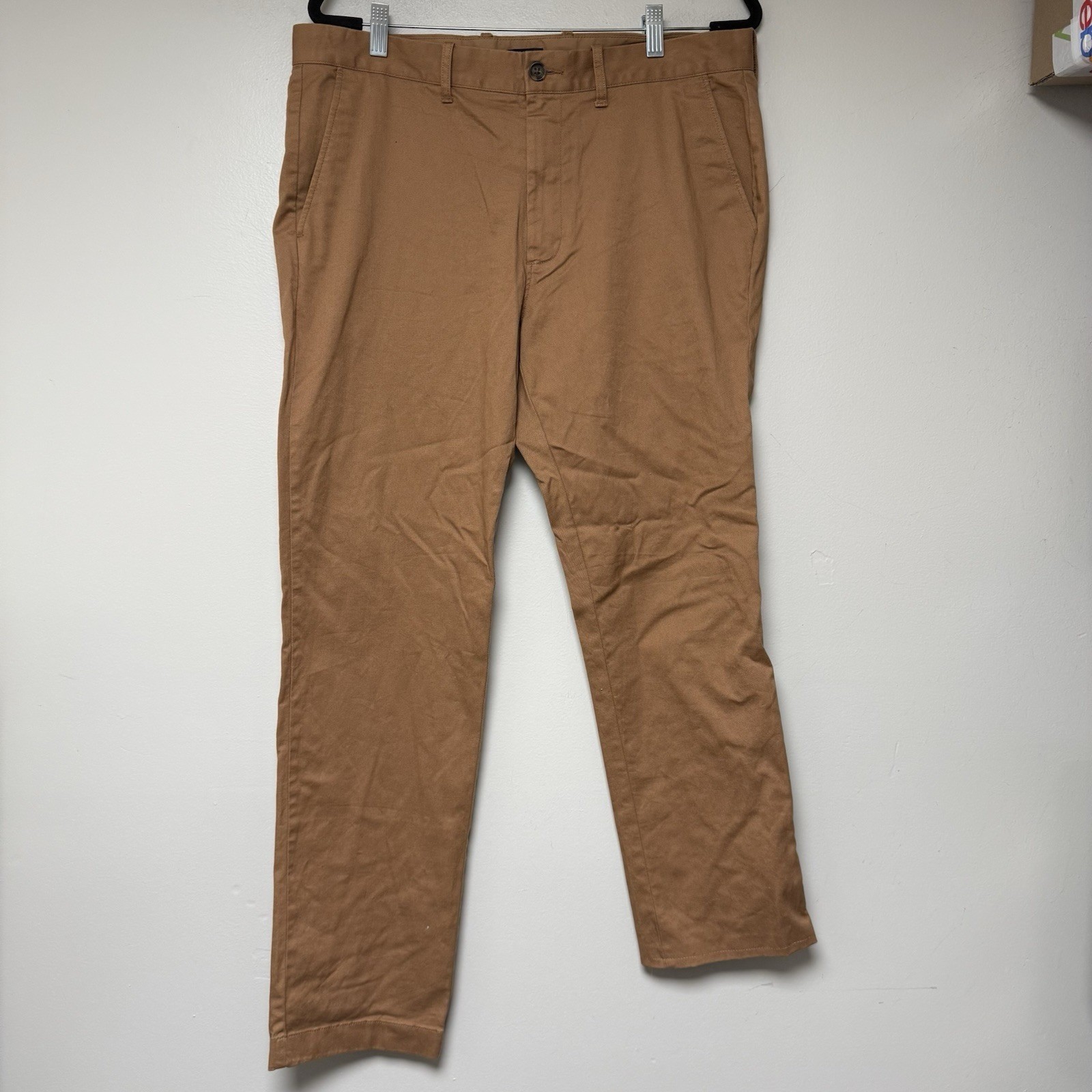 J.Crew Flex Straight Fit Chinos Mens 35x32 Brown Tobacco Stretch Pants NEW