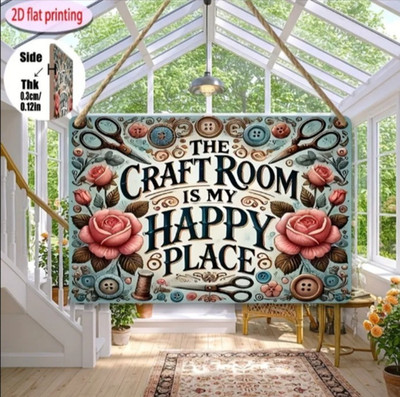 The Craft Room Is My Happy Place schönes Holzschild Basteln Bastler Hobby Shop