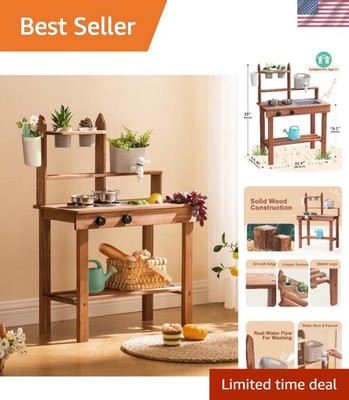 Imaginative Outdoor Wooden Mud Kitchen for Kids - Creative Play for Ages 3+