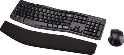 Amazon Basics Ergonomic Wireless Keyboard and Mouse Combo for Black 
