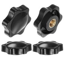 4pcs Star Knobs M10 Thread 38mm Head Non-Through Hole Clamping Handles Black