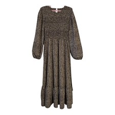 Shein Curve Prairie Dress 4XL Ruffled Brown Boho Cottage Hippie SEE MEASUREMENTS