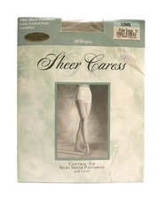 Vtg New Silky Sheer Caress "Pale Sage" Control Top Pantyhose Long Limited Colors
