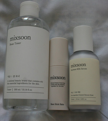 Mixsoon Set of Bean Toner 10 oz,Soybean Milk Serum 1.69 oz, Bean Stick balm NEW