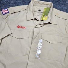 Boy Scouts of America BSA Mens Uniform Shirt Short Sleeve USA Flag Medium NWT