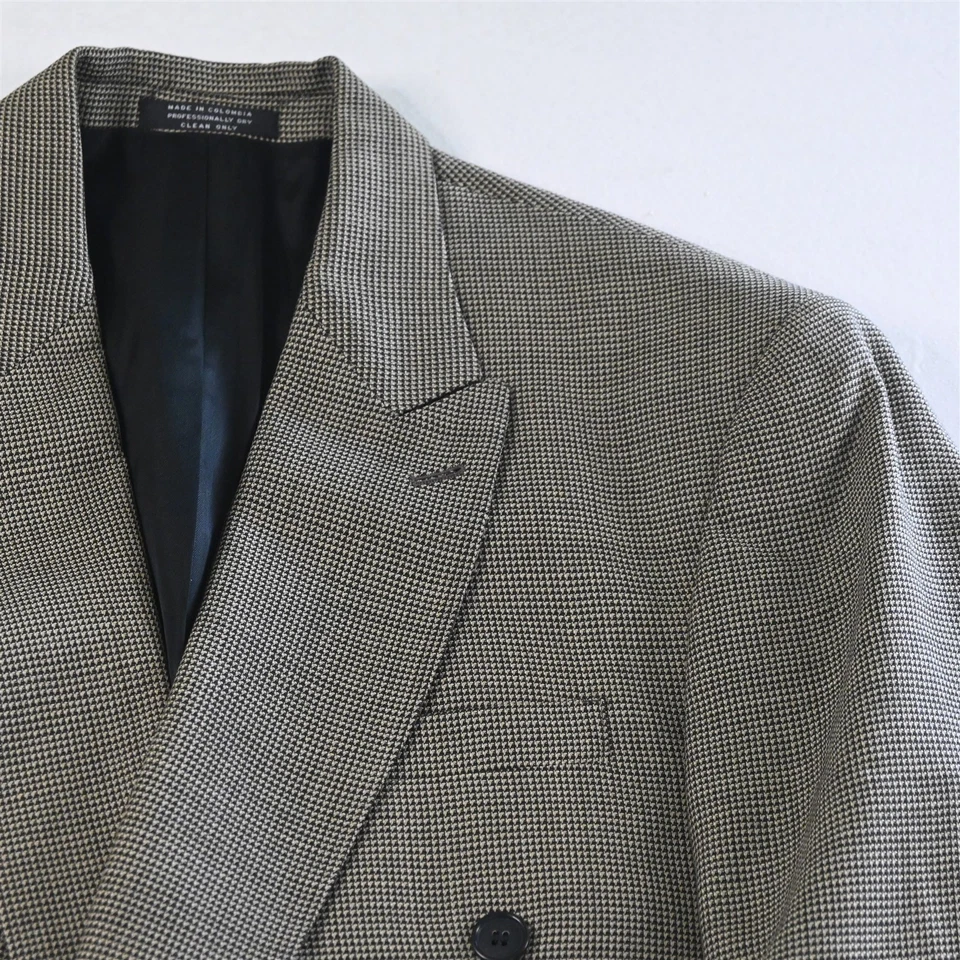 复古 Ruffini 43L 44L 棕褐色金色编织羊毛双排扣西装运动外套 — 第 2/4 张图片