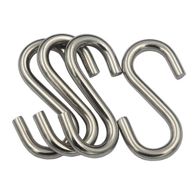 4 Packs 304 Stainless Steel Heavy Duty 3-1/8 inch Long S Hooks Loading 450 lbs