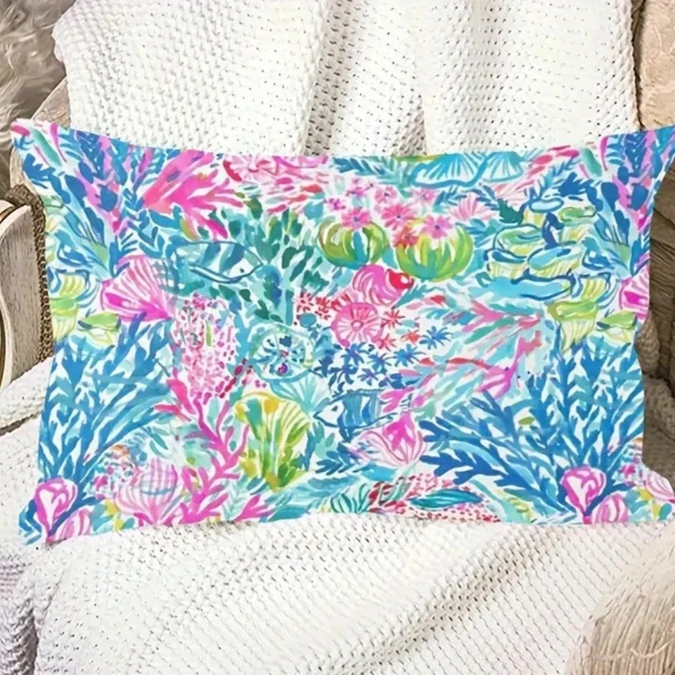 Lilly Pulitzer Inspired Pillow Case 12x20 inch - NEW - Image 3 of 4