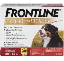 Frontline Gold Dog Flea Tick Treatment XL Dog, 89-132 Lbs, 3 Doses
