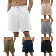 Men's Cotton Linen Casual Beach Shorts Cotton Thin Classic Summer Shorts Bottoms
