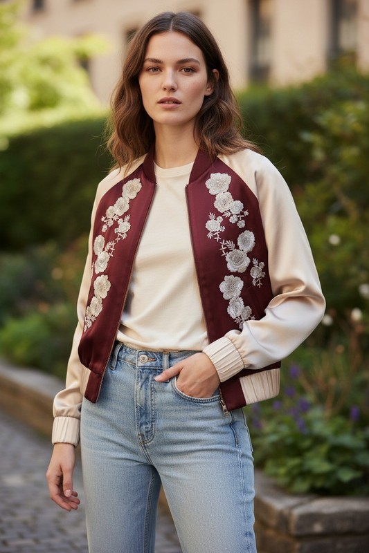 Ronny Kobo Floral Embroidered Silk Jacket / Small / New without tags