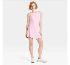 Joy Lab Women's Scallop Active Dress L Pink Sleeveless Mini Removable Pads NWT