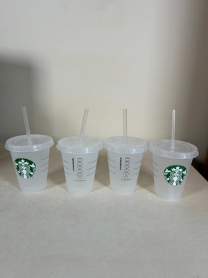 Starbucks Reusable Frosted Cold Cups with Lids and Straws 16oz 473ml BPA Free