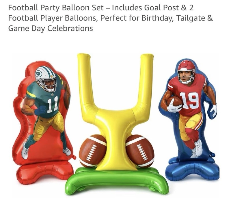 Football Party Balloon Set Includes Goal Post &2football Player Balloons,