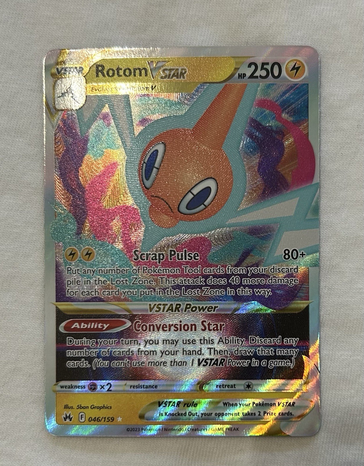 Pokémon TCG Rotom VSTAR 046/159 Sw&Sh Crown Zenith Pack Fresh Near Mint Holo
