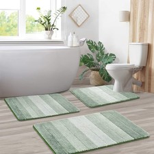 3 Pcs Ombre Bath Mat Set for Bathroom, Non Slip Ultra Soft and Thick Water Ab...