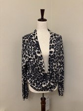 Chicos Silk Blend Leopard Print Cardigan Knit Size 2
