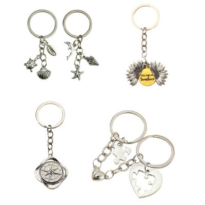 1 Pair Couple Keyring Map Puzzle Key Fob DIY Keychain Gift for Lovers