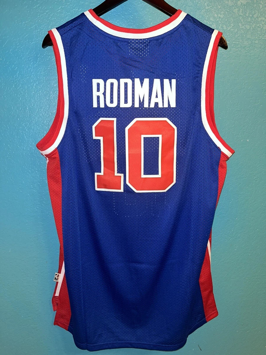 Dennis Rodman Detroit Pistons Number 10 Retro Vintage Jersey Closeup  Graphic Design by Design Turnpike