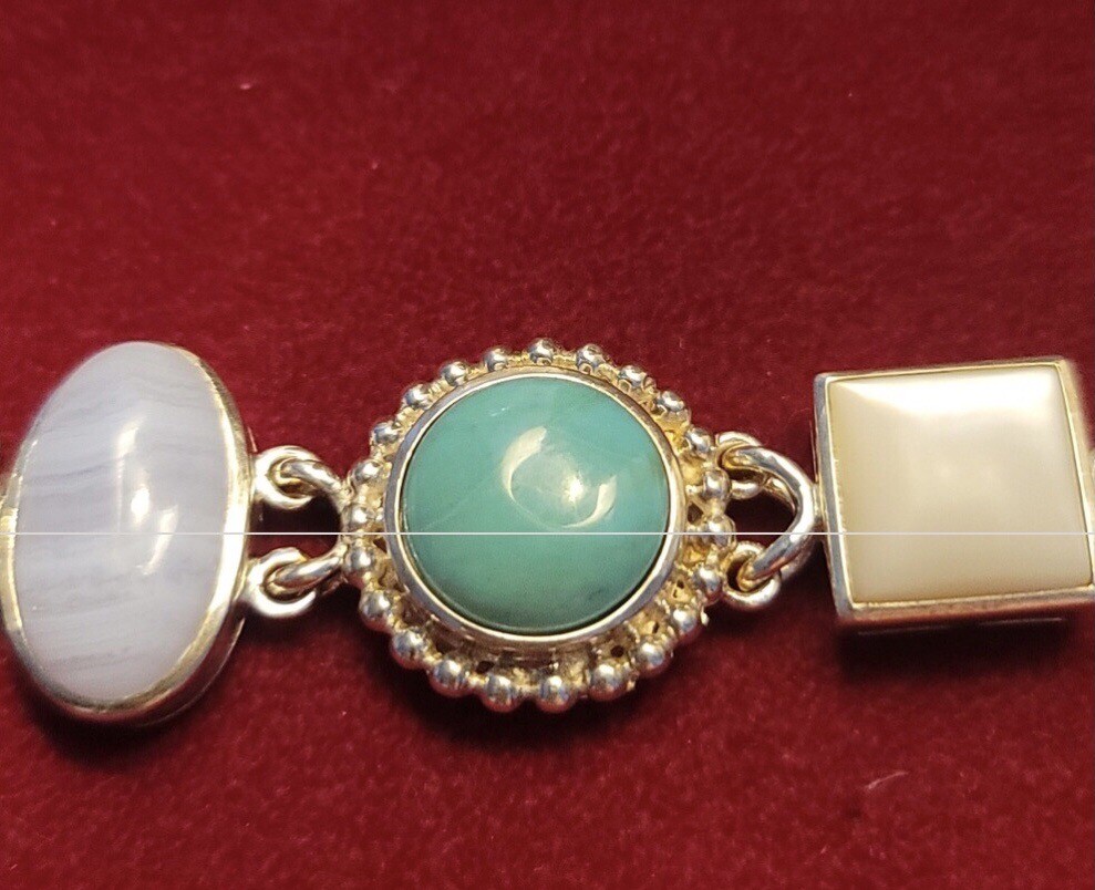 Multi-gemstone Sterling Silver Toggle Bracelet - image 7