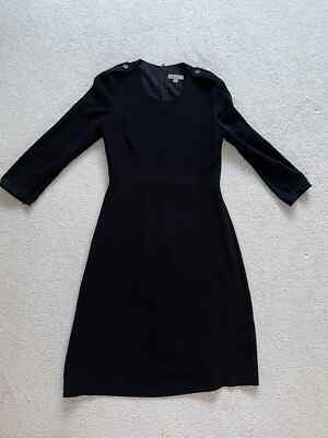 BURBERRY UK 8, elegant fitted A-LINE epaulette trench Dress, black, zip  cuffs | eBay