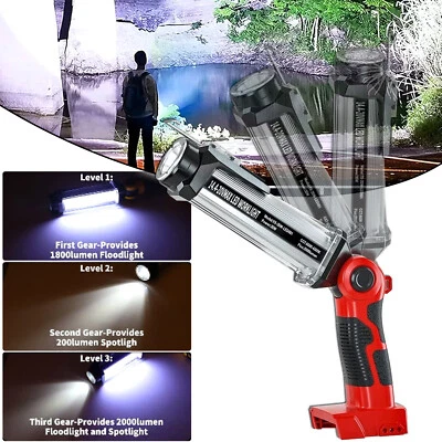 JHJQZCYG 35W 2000LM Cordless LED Work Light for Milwaukee 18V Battery Handheld Flashlight