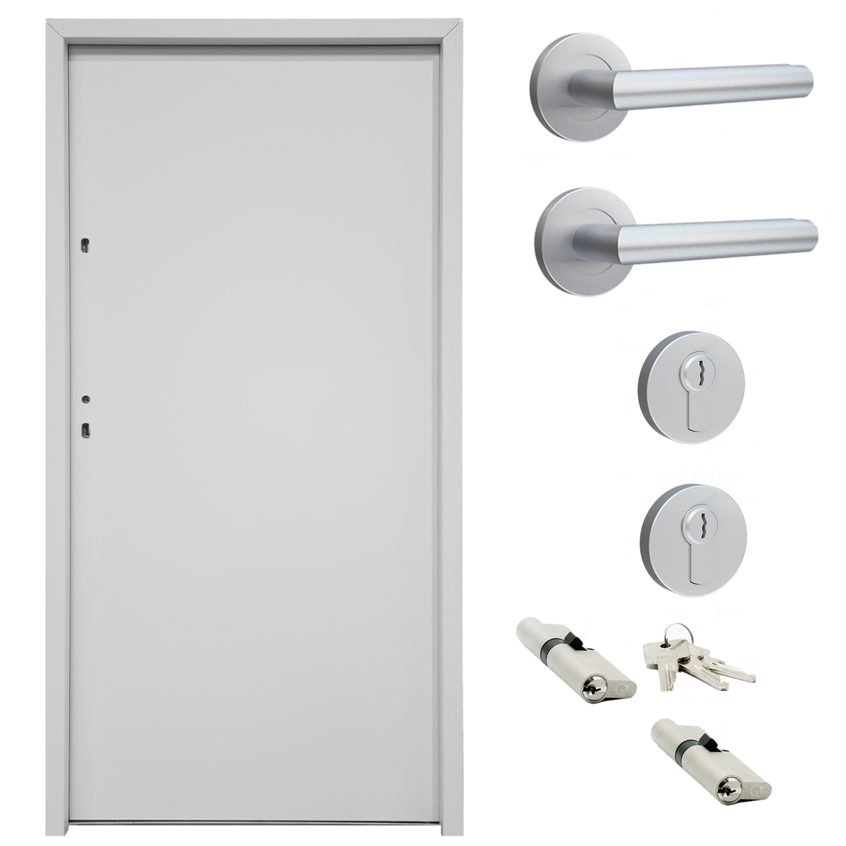 Porte D'exposition FM TÜREN ATU68 - Droite 110x207 Cm, Satinée, Serrure Incluse