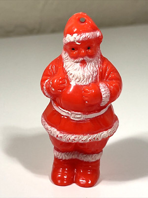 Vintage Hard Plastic Christmas Ornament Candy Holder SANTA CLAUS Figurine 3.5''