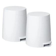 Superio Small Modern Pedal Step On  2 Pack Trash Can with Lid 3 Liter White