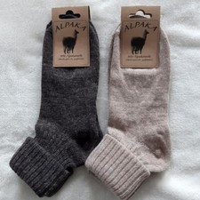 2 Paire Chaussettes de Laine Doux Alpaga avec Enveloppe Extra 100% Braun 35 - 42