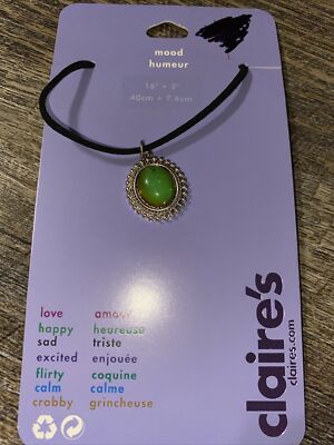 Claire's Silver Black Cord Statement Mood Color Change Necklace