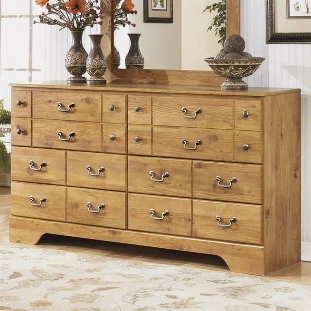 Ashley B219 31 Bittersweet Rustic Pine Grain Finish Six Drawer Dresser