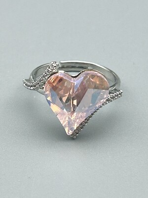 Herz Ring mit Swarovski  Kristall größenverstellbar Cocktail Ring Geschenk Neu