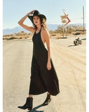 Free People Beachside Tide Maxi Dress, Black, X-Small, RRP $98