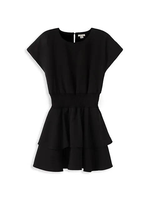 Habitual Girls Black Multi Tiered Smocked Waist Crepe Dress SZ 12y