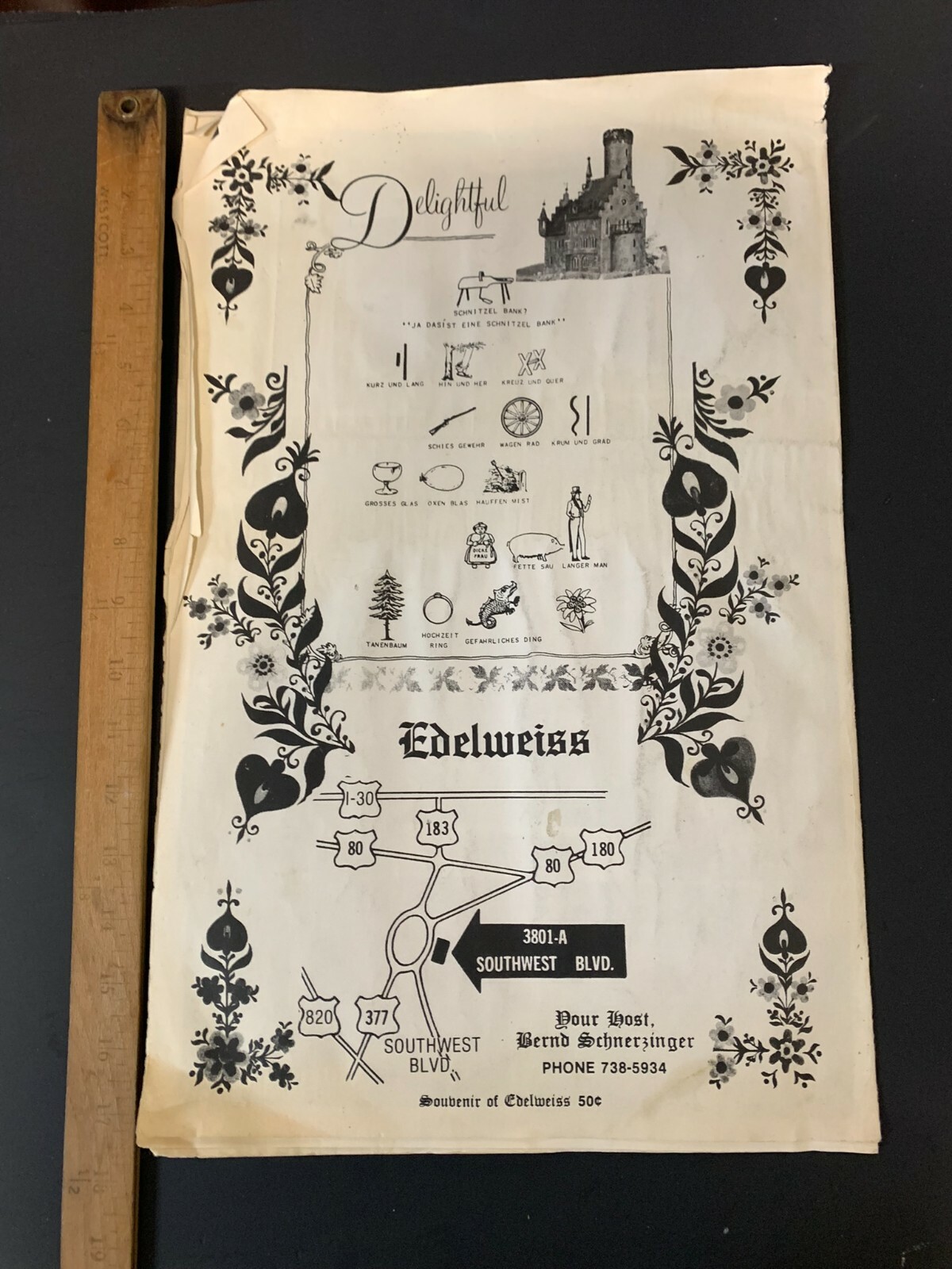 Vtg Restaurant Menu Edelweiss German Beer Dallas Forth Worth TX Texas eBay