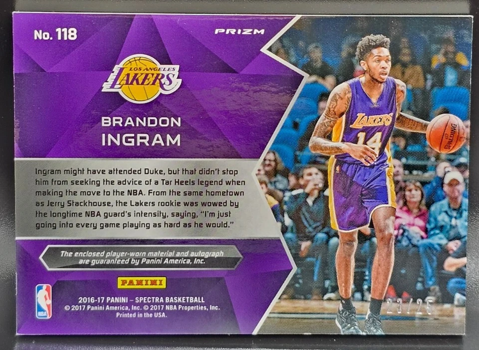 PARCHE PRIZM VERDE NEÓN BRANDON INGRAM 16-17 SPECTRA AUTOMÁTICO NOVATO RC RPA 23/25 Foto 3 de 3