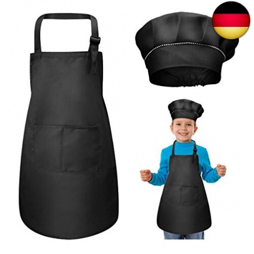 Weone Kinder SchüRze Und KochmüTze Set, Kinder Einstellbare KochschüRze Ki-image